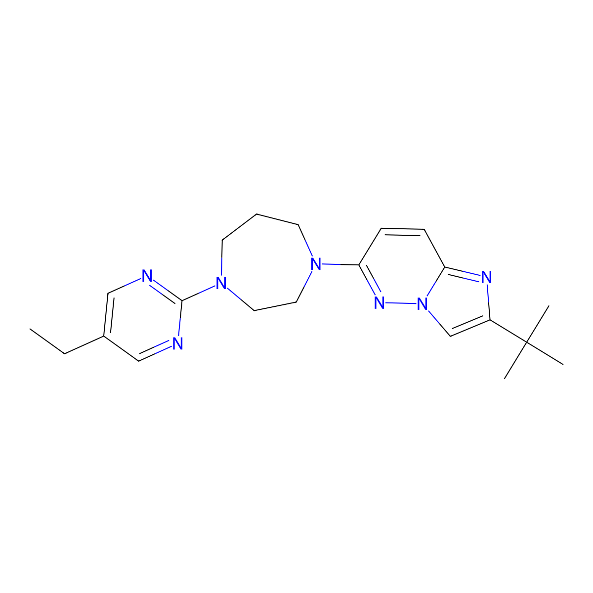1-{2-Tert-butylimidazo[1,2-b]pyridazin-6-yl}-4-(5-ethylpyrimidin-2-yl)-1,4-diazepane molecular structure, CAS 2770584-10-4