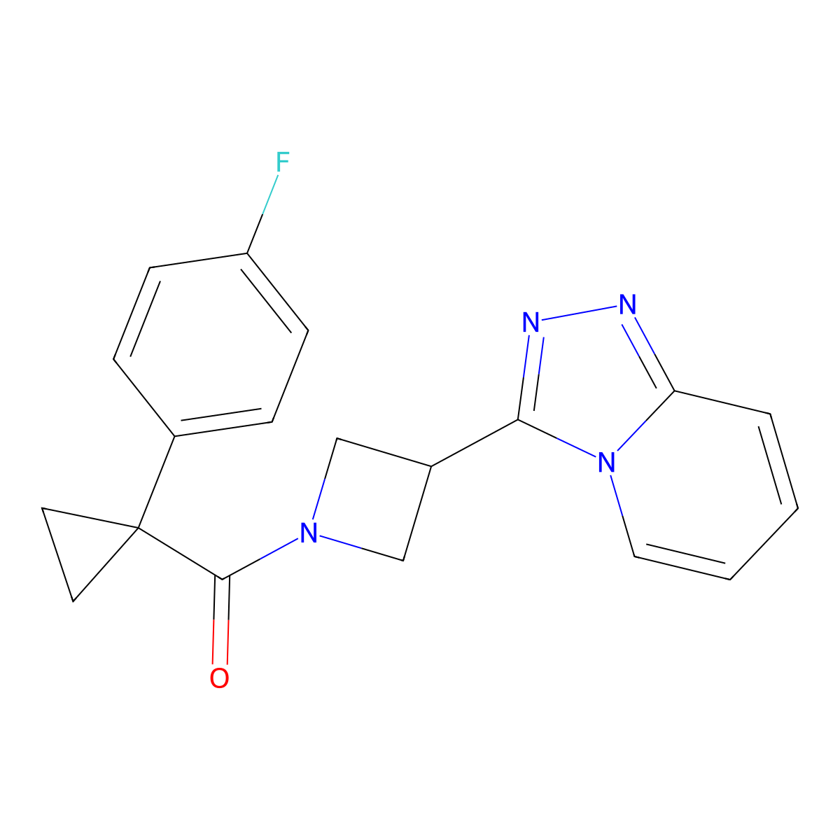 1-[1-(4-Fluorophenyl)cyclopropanecarbonyl]-3-{[1,2,4]triazolo[4,3-a]pyridin-3-yl}azetidine molecular structure, CAS 2770584-16-0
