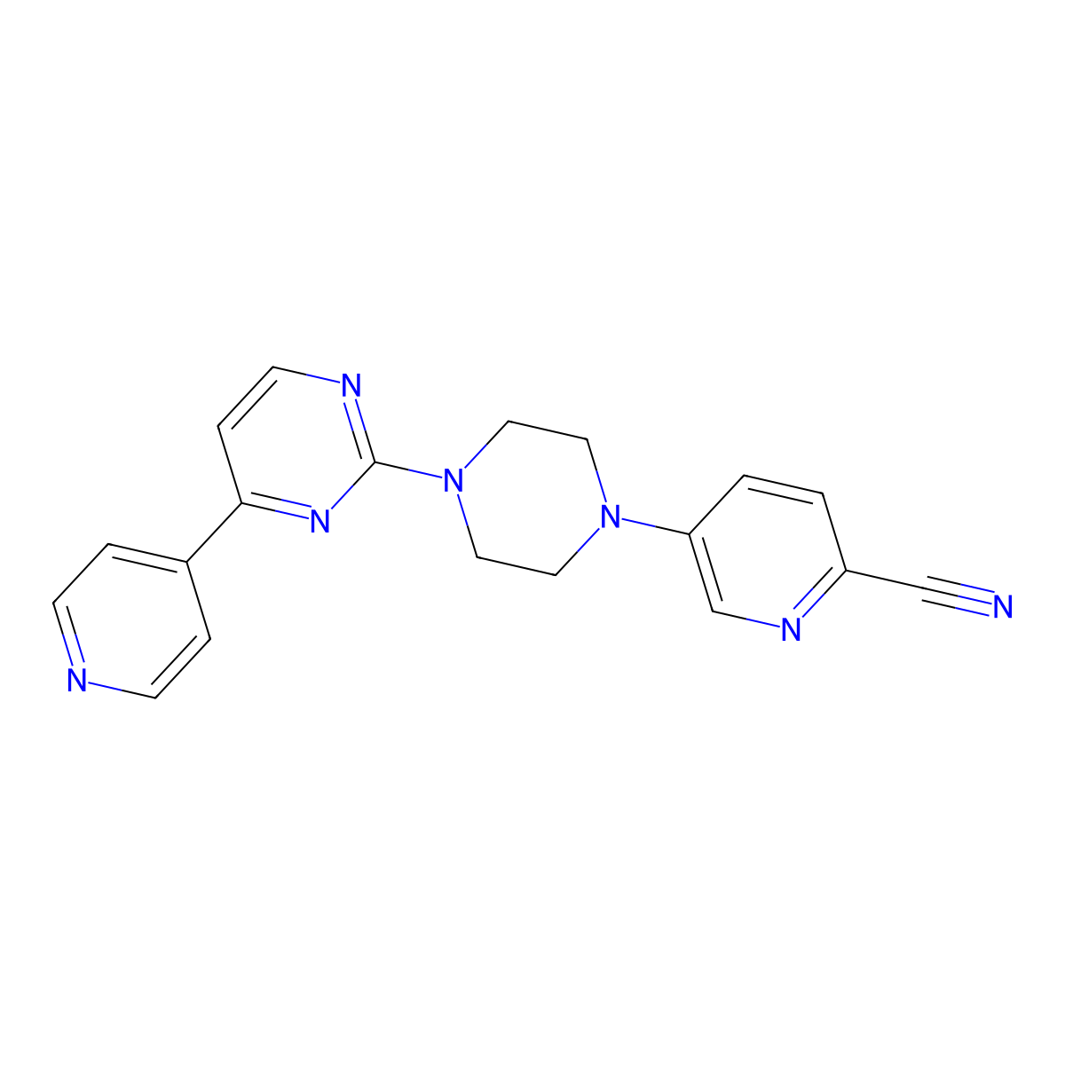 5-{4-[4-(Pyridin-4-yl)pyrimidin-2-yl]piperazin-1-yl}pyridine-2-carbonitrile molecular structure, CAS 2770584-18-2