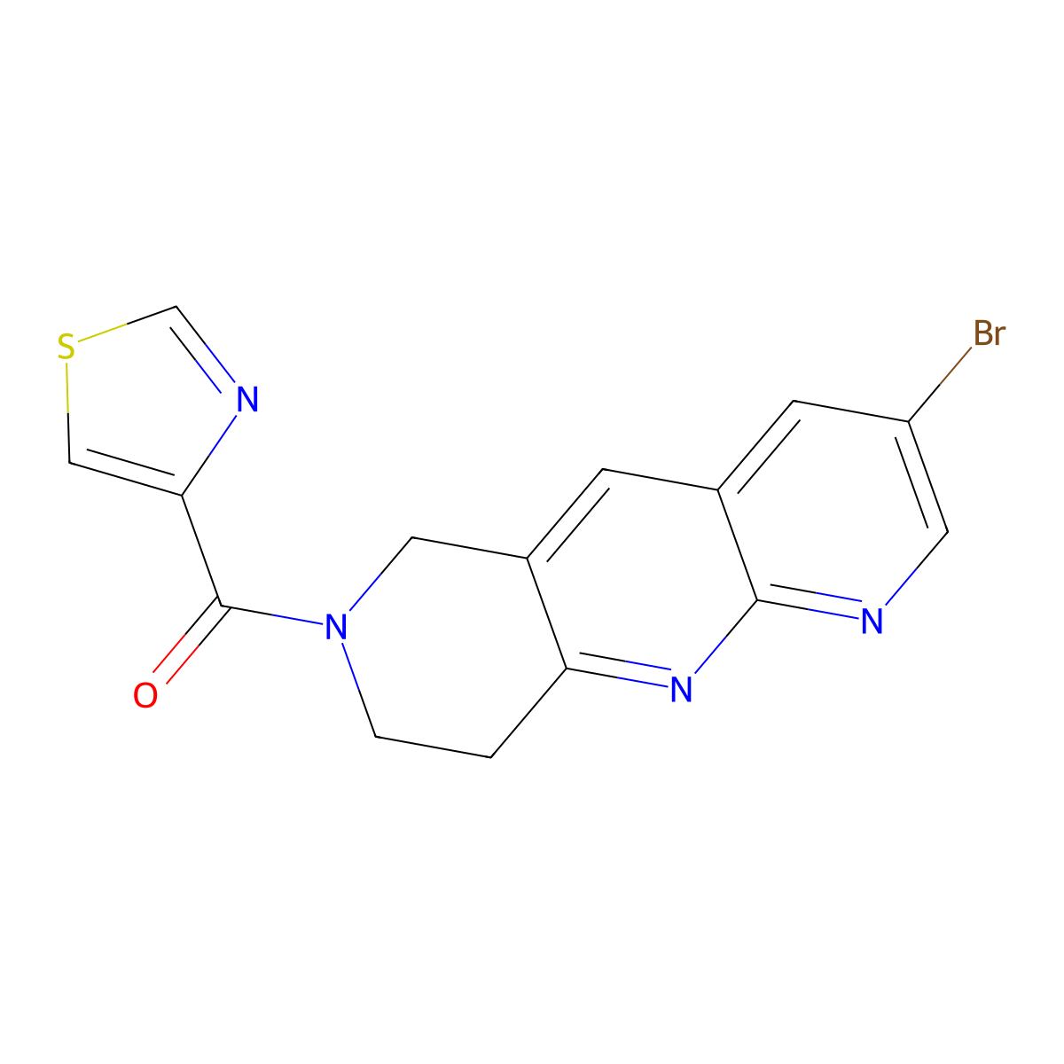 4-{3-bromo-6H,7H,8H,9H-pyrido[2,3-b]1,6-naphthyridine-7-carbonyl}-1,3-thiazole molecular structure, CAS 2770584-21-7