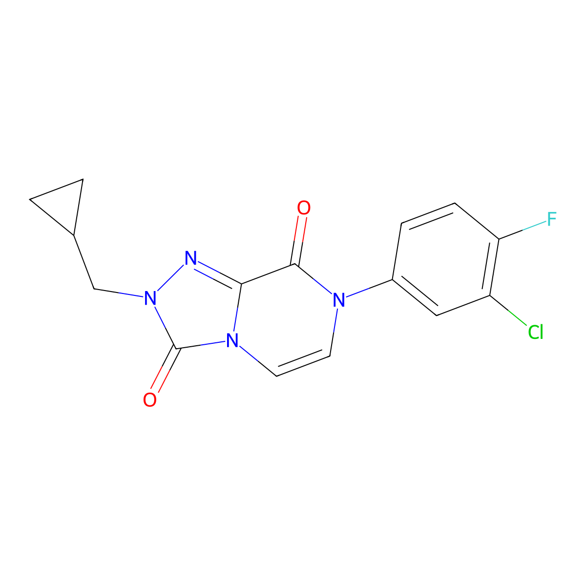 7-(3-chloro-4-fluorophenyl)-2-(cyclopropylmethyl)-2H,3H,7H,8H-[1,2,4]triazolo[4,3-a]pyrazine-3,8-dione molecular structure, CAS 2770584-25-1
