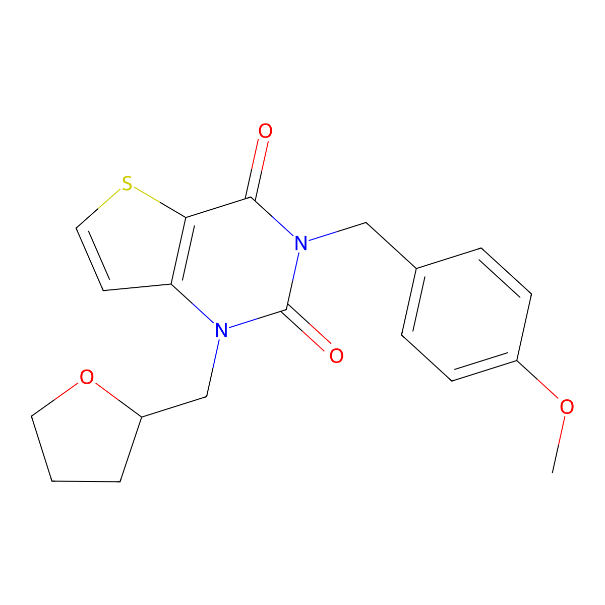 3-[(4-methoxyphenyl)methyl]-1-[(oxolan-2-yl)methyl]-1H,2H,3H,4H-thieno[3,2-d]pyrimidine-2,4-dione molecular structure, CAS 2770584-30-8