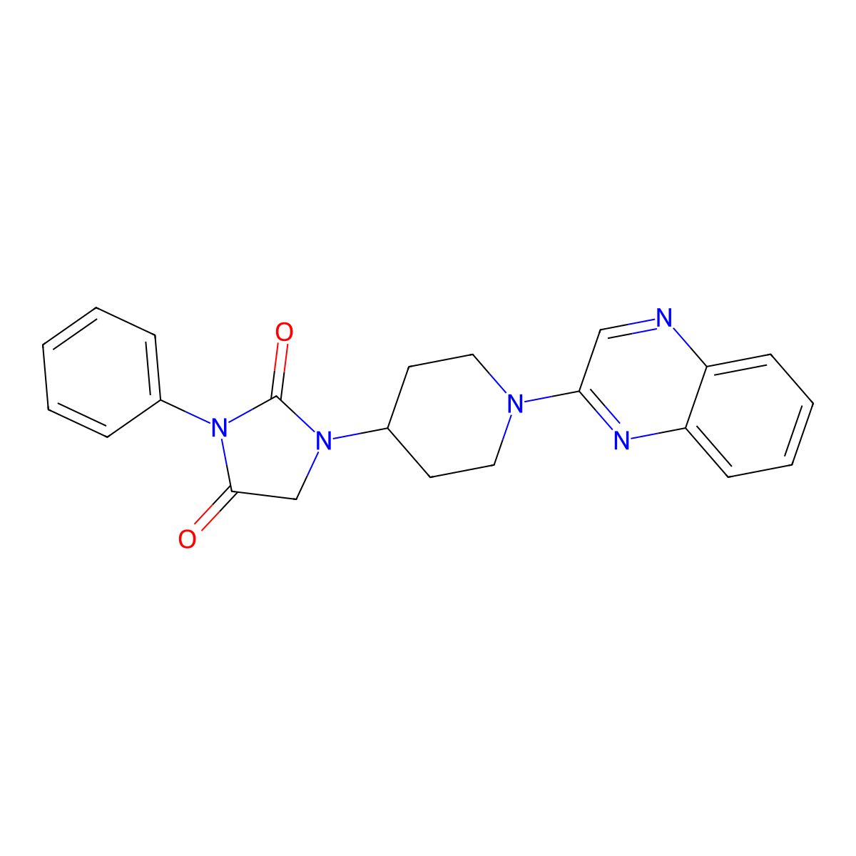 3-Phenyl-1-[1-(quinoxalin-2-yl)piperidin-4-yl]imidazolidine-2,4-dione molecular structure, CAS 2770584-34-2