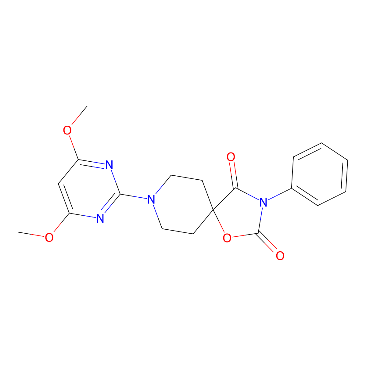 8-(4,6-Dimethoxypyrimidin-2-yl)-3-phenyl-1-oxa-3,8-diazaspiro[4.5]decane-2,4-dione molecular structure, CAS 2770584-35-3