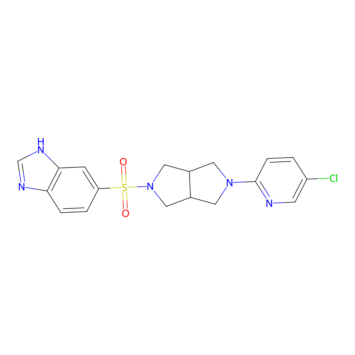 6-[[2-(5-chloropyridin-2-yl)-1,3,3a,4,6,6a-hexahydropyrrolo[3,4-c]pyrrol-5-yl]sulfonyl]-1H-benzimidazole molecular structure, CAS 2770584-38-6