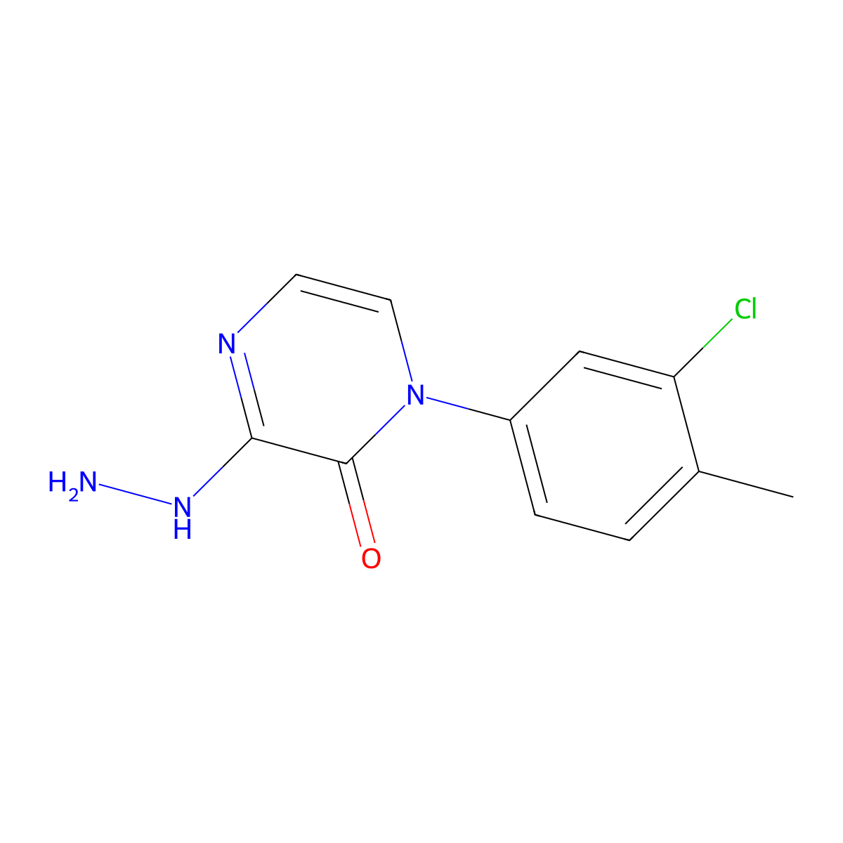 1-(3-Chloro-4-methylphenyl)-3-hydrazinyl-1,2-dihydropyrazin-2-one molecular structure, CAS 2770584-40-0