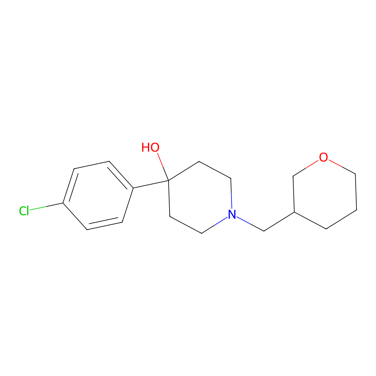 4-(4-Chlorophenyl)-1-[(oxan-3-yl)methyl]piperidin-4-ol molecular structure, CAS 2770584-42-2