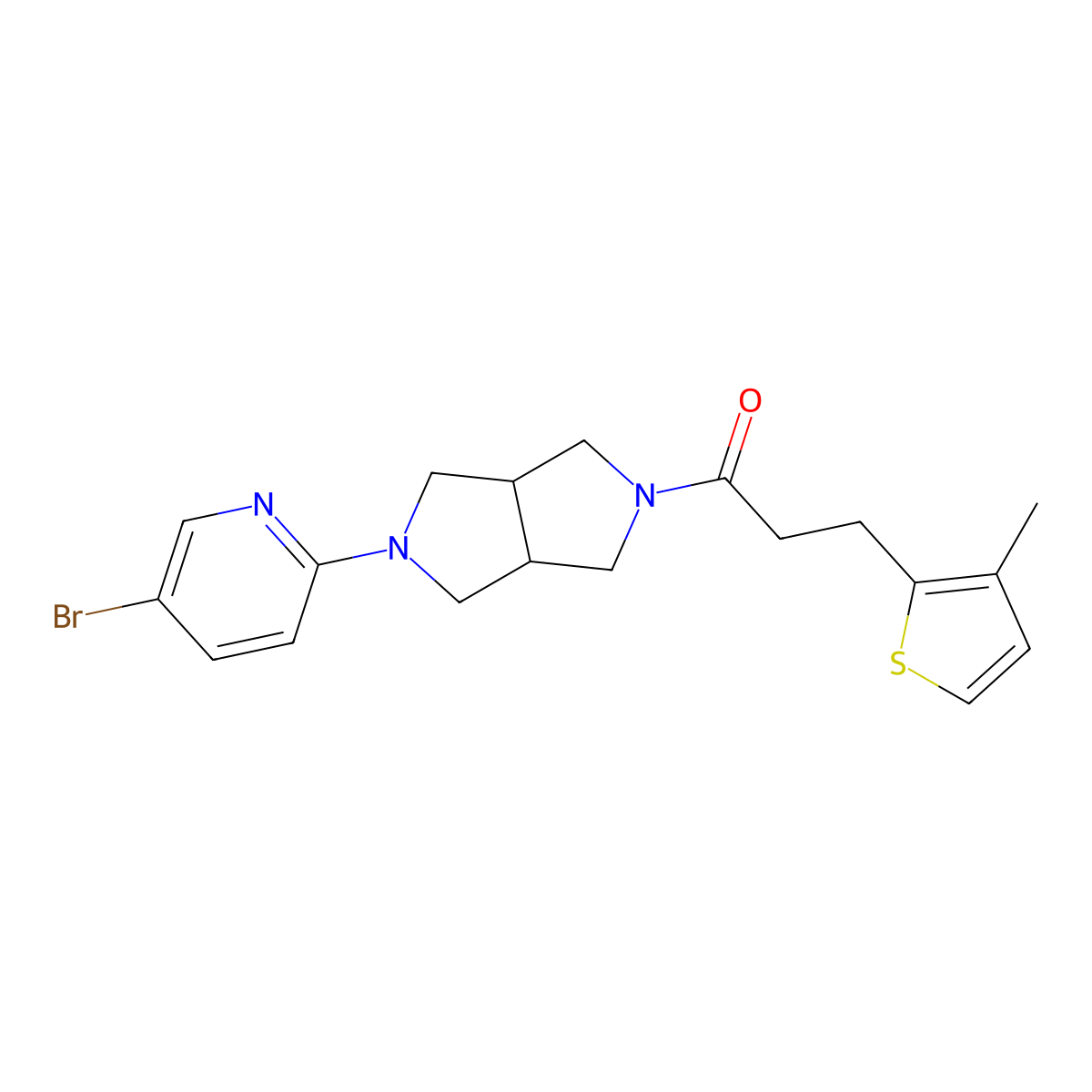 1-[5-(5-Bromopyridin-2-yl)-octahydropyrrolo[3,4-c]pyrrol-2-yl]-3-(3-methylthiophen-2-yl)propan-1-one molecular structure, CAS 2770584-44-4