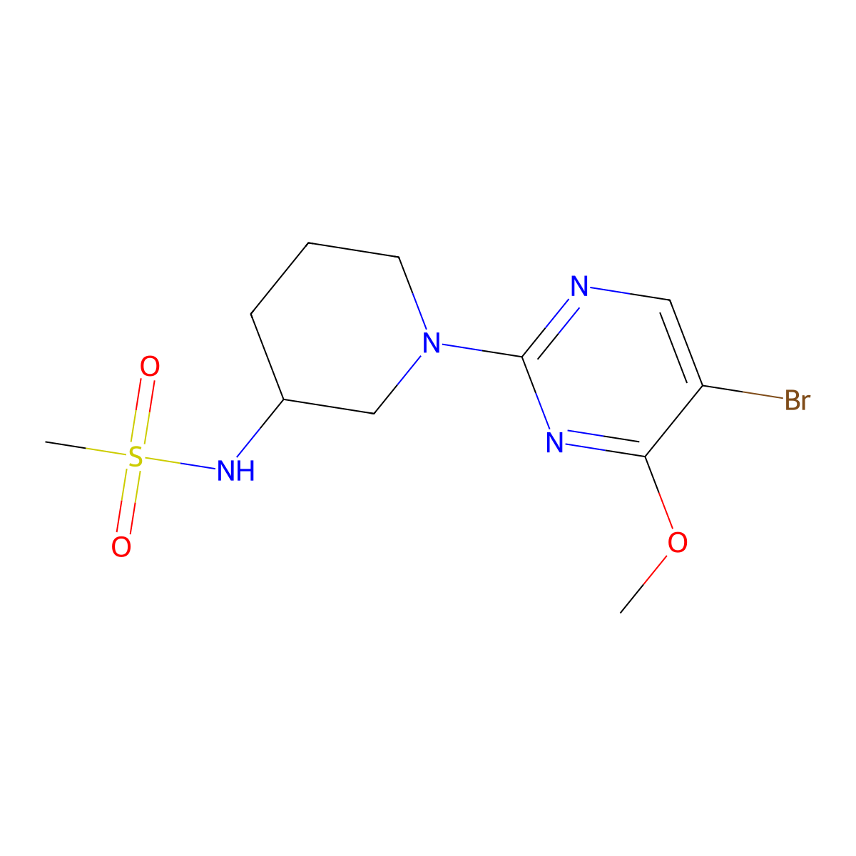 N-[1-(5-bromo-4-methoxypyrimidin-2-yl)piperidin-3-yl]methanesulfonamide molecular structure, CAS 2770584-67-1