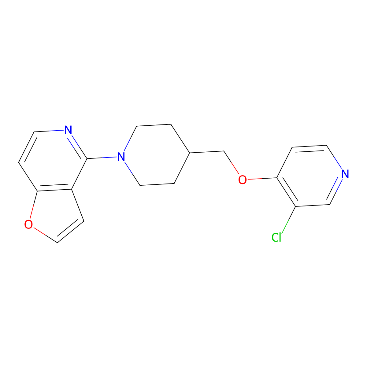 3-Chloro-4-[(1-{furo[3,2-c]pyridin-4-yl}piperidin-4-yl)methoxy]pyridine molecular structure, CAS 2770584-68-2