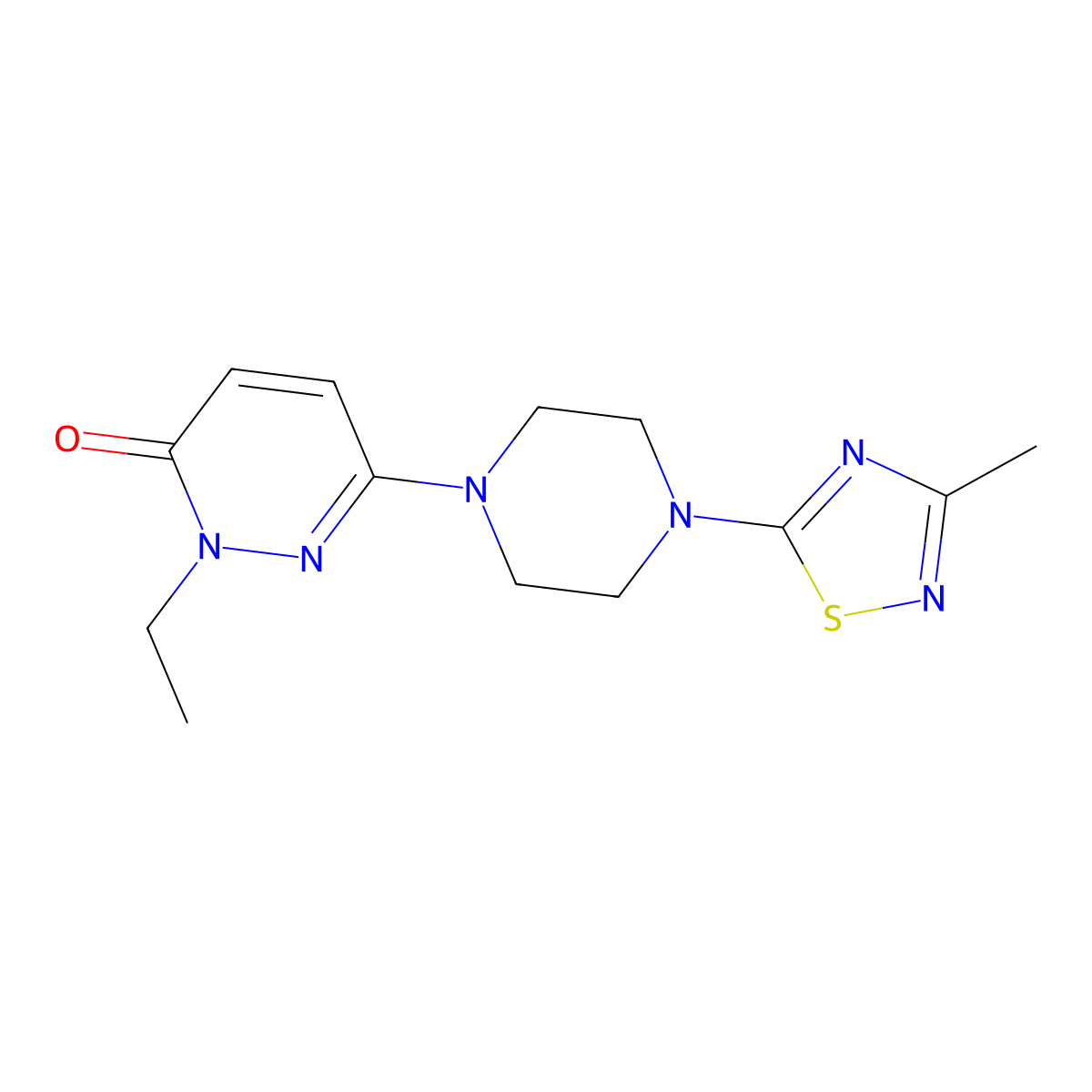 2-Ethyl-6-[4-(3-methyl-1,2,4-thiadiazol-5-yl)piperazin-1-yl]-2,3-dihydropyridazin-3-one molecular structure, CAS 2770584-77-3