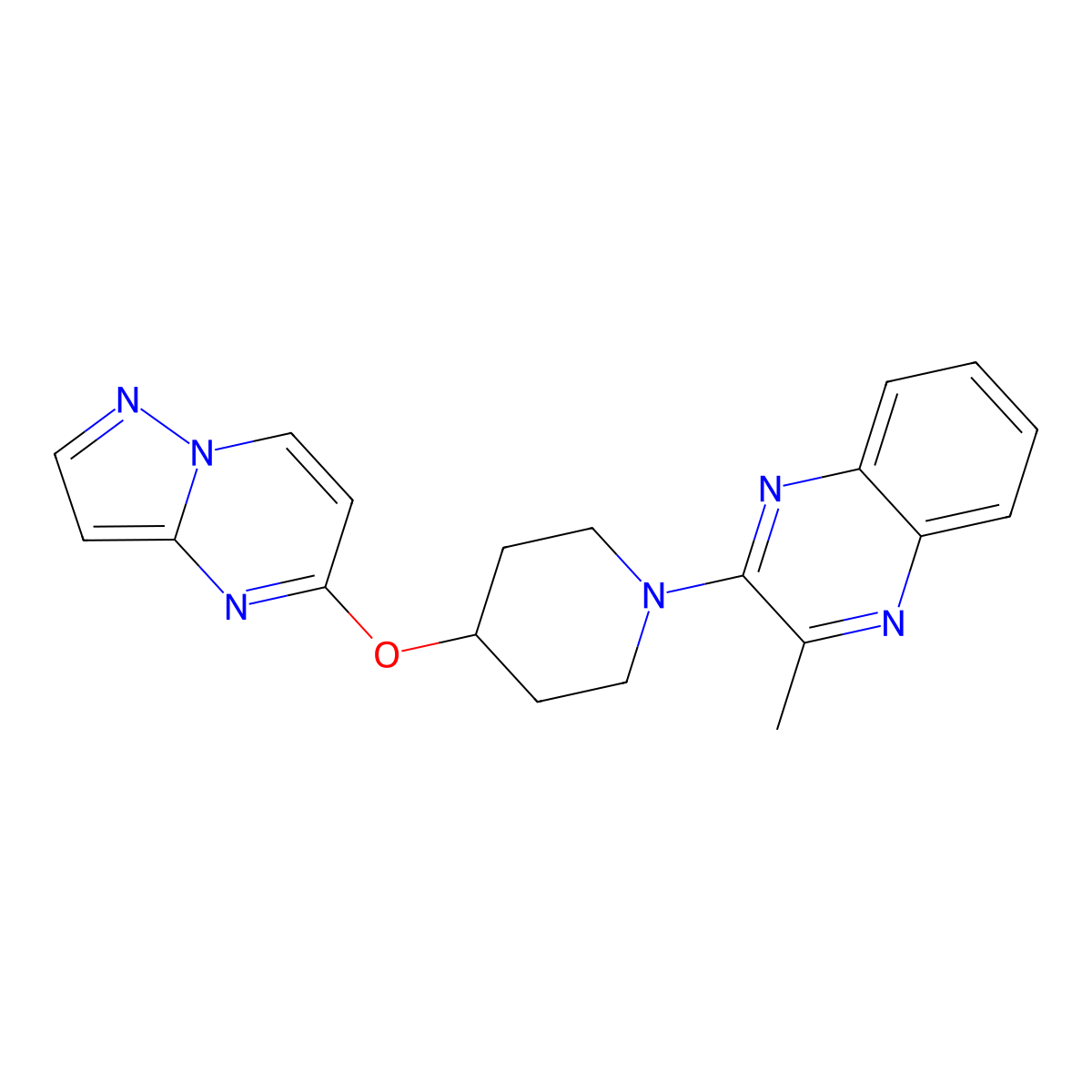 2-Methyl-3-(4-{pyrazolo[1,5-a]pyrimidin-5-yloxy}piperidin-1-yl)quinoxaline molecular structure, CAS 2770584-84-2