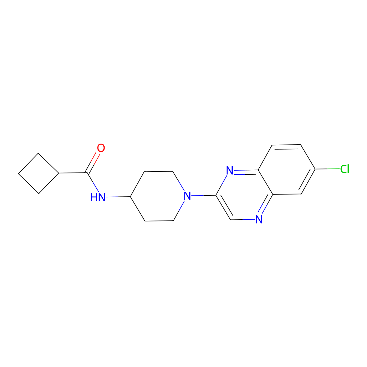 N-[1-(6-chloroquinoxalin-2-yl)piperidin-4-yl]cyclobutanecarboxamide molecular structure, CAS 2770584-87-5