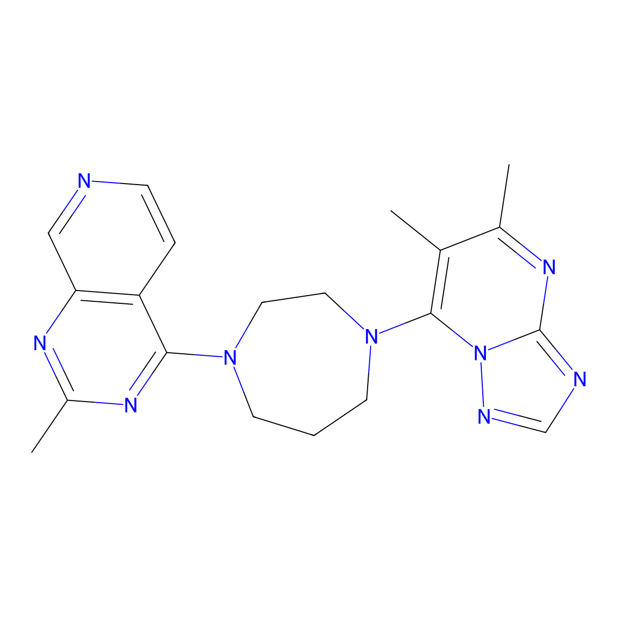 1-{5,6-Dimethyl-[1,2,4]triazolo[1,5-a]pyrimidin-7-yl}-4-{2-methylpyrido[3,4-d]pyrimidin-4-yl}-1,4-diazepane molecular structure, CAS 2770584-91-1