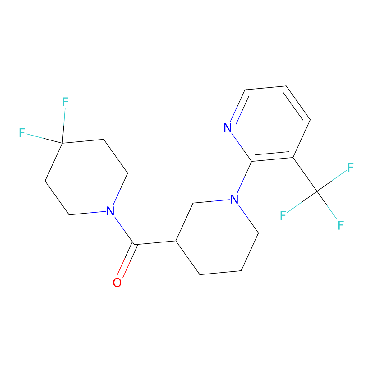 2-[3-(4,4-Difluoropiperidine-1-carbonyl)piperidin-1-yl]-3-(trifluoromethyl)pyridine molecular structure, CAS 2770584-94-4
