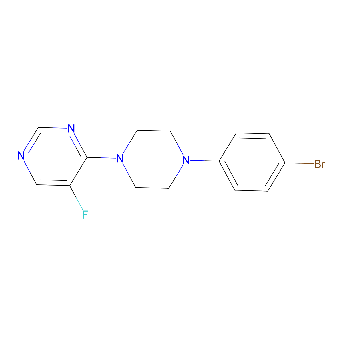 4-[4-(4-Bromophenyl)piperazin-1-yl]-5-fluoropyrimidine molecular structure, CAS 2770585-00-5