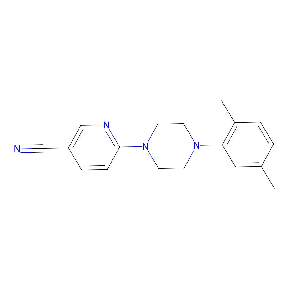 6-[4-(2,5-Dimethylphenyl)piperazin-1-yl]pyridine-3-carbonitrile molecular structure, CAS 2770585-08-3