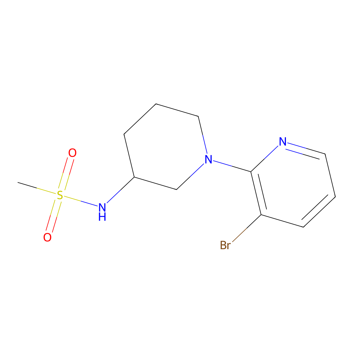 N-[1-(3-bromopyridin-2-yl)piperidin-3-yl]methanesulfonamide molecular structure, CAS 2770585-11-8