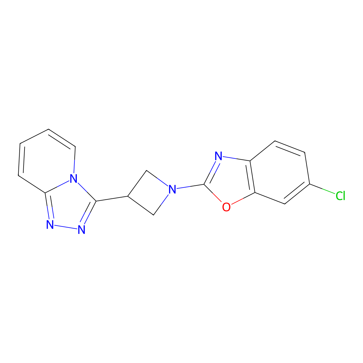 6-Chloro-2-(3-{[1,2,4]triazolo[4,3-a]pyridin-3-yl}azetidin-1-yl)-1,3-benzoxazole molecular structure, CAS 2770585-12-9