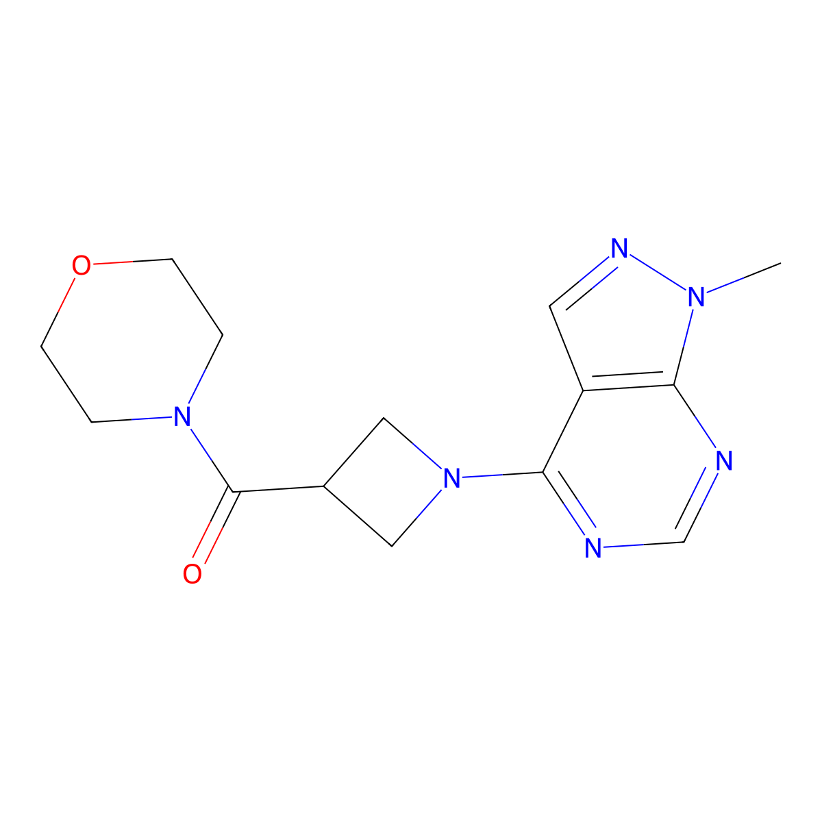 4-(1-{1-methyl-1H-pyrazolo[3,4-d]pyrimidin-4-yl}azetidine-3-carbonyl)morpholine molecular structure, CAS 2770585-19-6