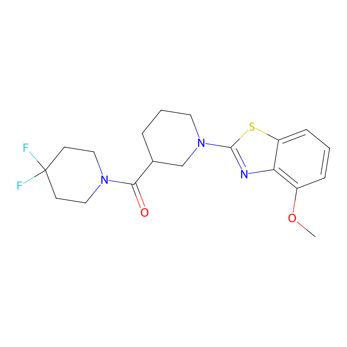 2-[3-(4,4-Difluoropiperidine-1-carbonyl)piperidin-1-yl]-4-methoxy-1,3-benzothiazole molecular structure, CAS 2770585-20-9