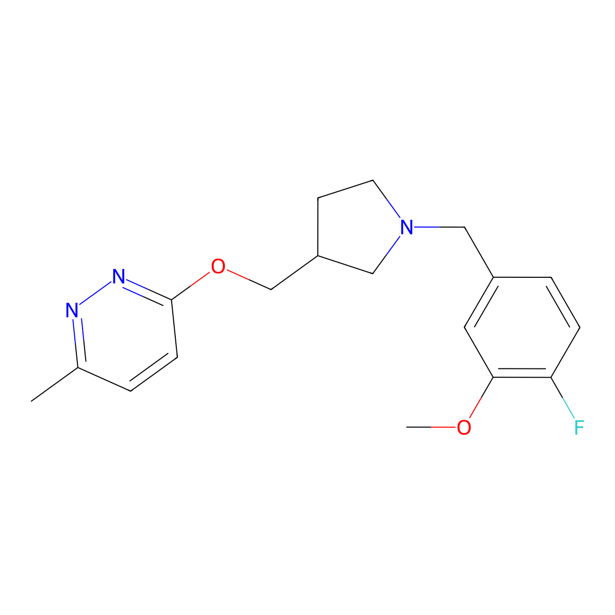 3-({1-[(4-Fluoro-3-methoxyphenyl)methyl]pyrrolidin-3-yl}methoxy)-6-methylpyridazine molecular structure, CAS 2770585-22-1