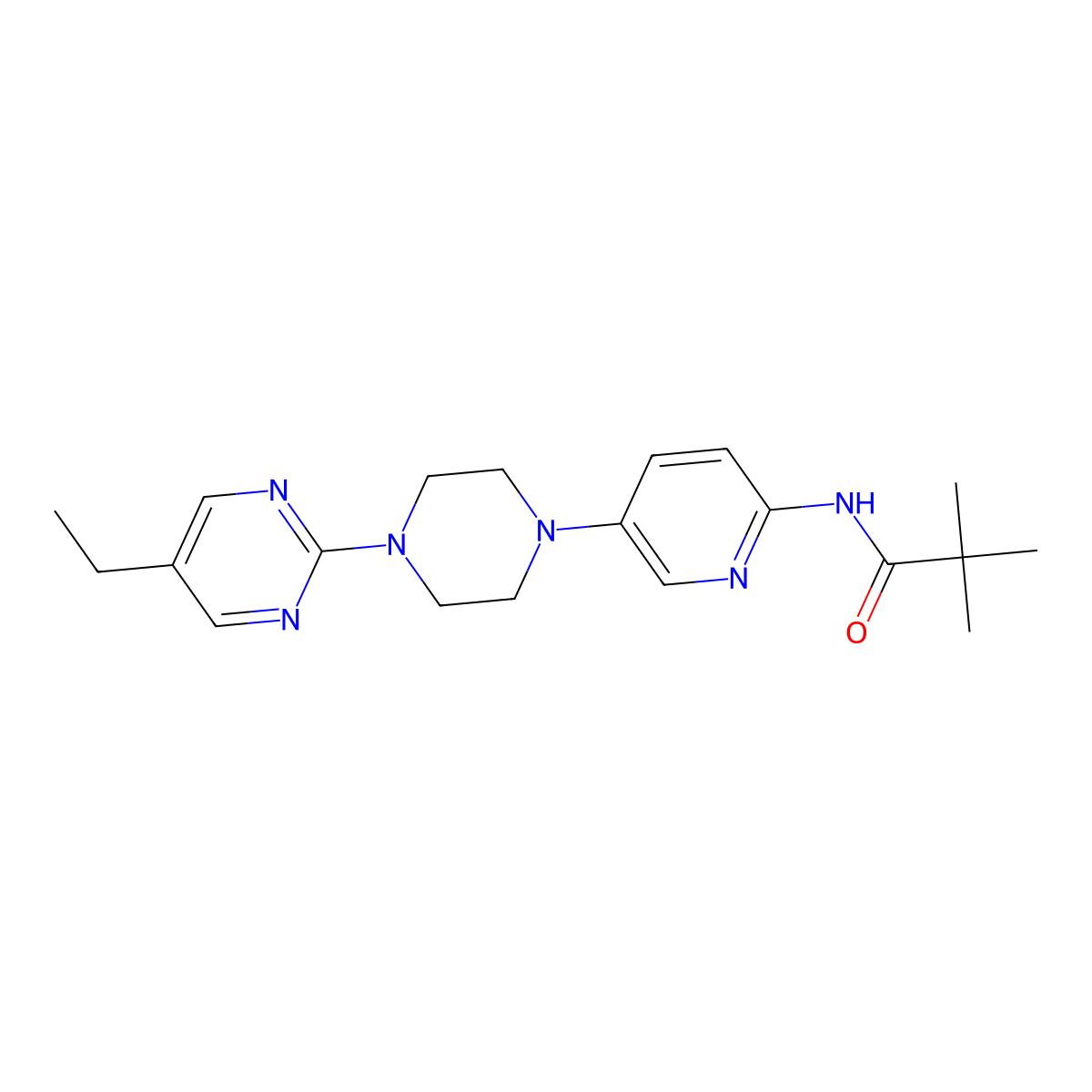 N-{5-[4-(5-ethylpyrimidin-2-yl)piperazin-1-yl]pyridin-2-yl}-2,2-dimethylpropanamide molecular structure, CAS 2770585-27-6