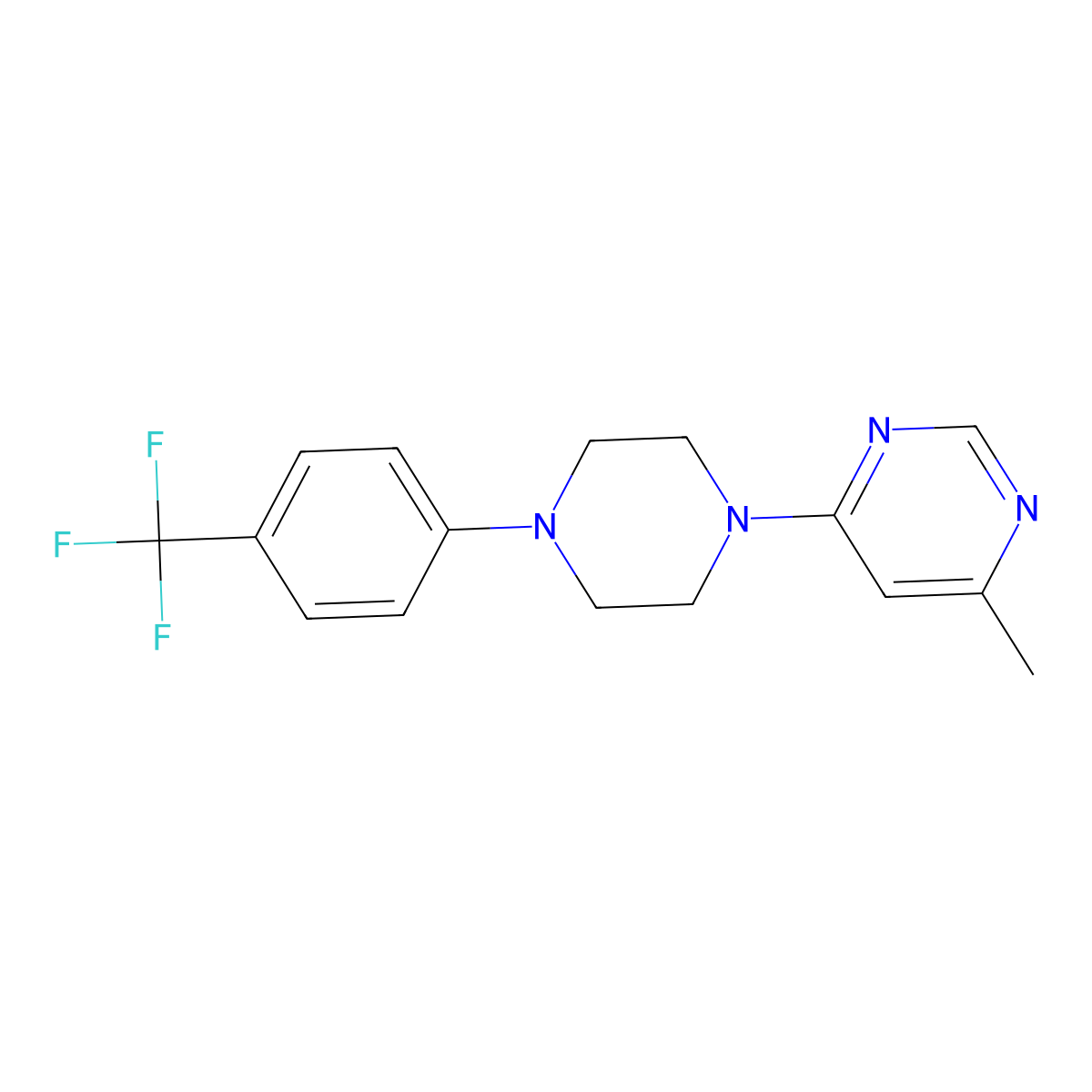 4-Methyl-6-{4-[4-(trifluoromethyl)phenyl]piperazin-1-yl}pyrimidine molecular structure, CAS 2770585-28-7