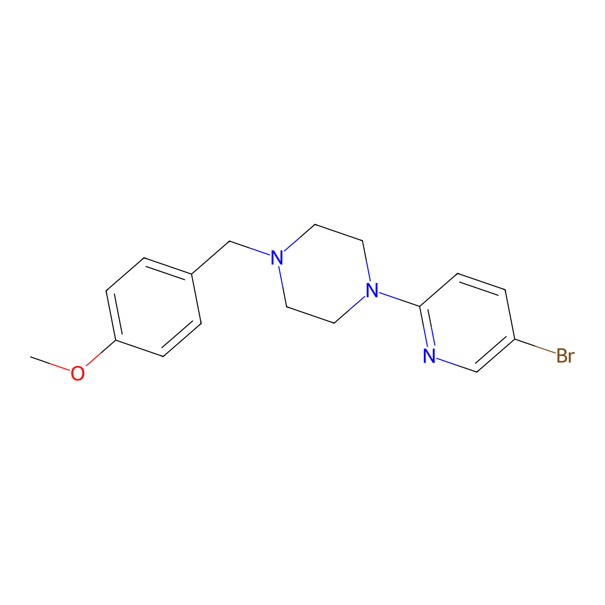1-(5-Bromopyridin-2-yl)-4-[(4-methoxyphenyl)methyl]piperazine molecular structure, CAS 2770585-31-2