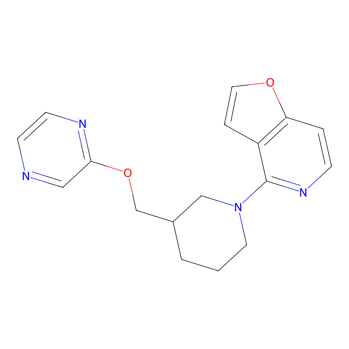2-[(1-{Furo[3,2-c]pyridin-4-yl}piperidin-3-yl)methoxy]pyrazine molecular structure, CAS 2770585-33-4