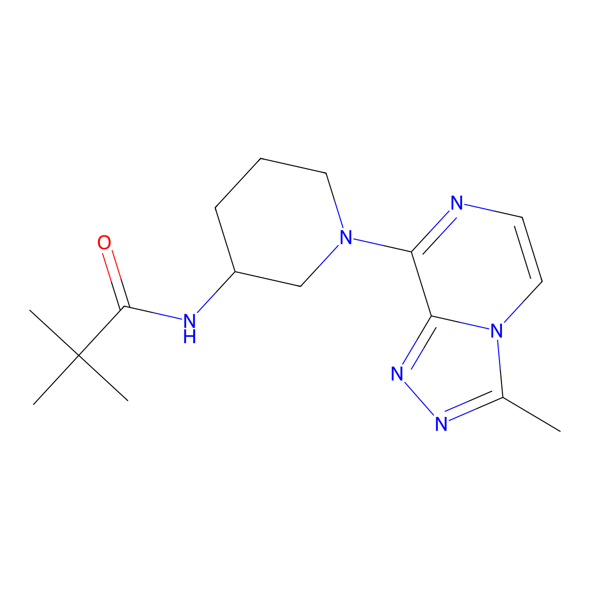 2,2-dimethyl-N-(1-{3-methyl-[1,2,4]triazolo[4,3-a]pyrazin-8-yl}piperidin-3-yl)propanamide molecular structure, CAS 2770585-34-5