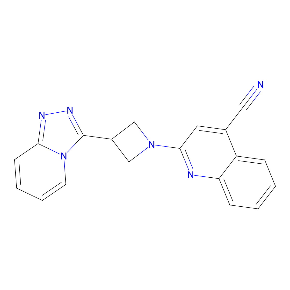 2-(3-{[1,2,4]Triazolo[4,3-a]pyridin-3-yl}azetidin-1-yl)quinoline-4-carbonitrile molecular structure, CAS 2770585-35-6