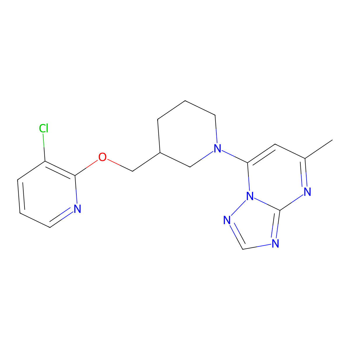3-Chloro-2-[(1-{5-methyl-[1,2,4]triazolo[1,5-a]pyrimidin-7-yl}piperidin-3-yl)methoxy]pyridine molecular structure, CAS 2770585-38-9