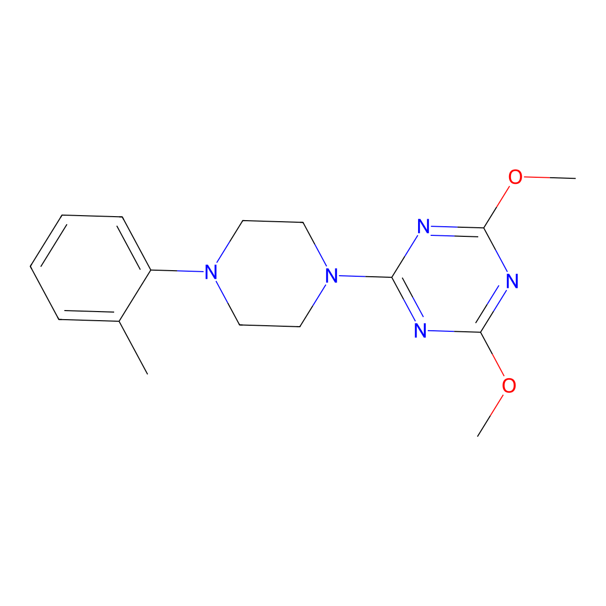2,4-Dimethoxy-6-[4-(2-methylphenyl)piperazin-1-yl]-1,3,5-triazine molecular structure, CAS 2770585-45-8