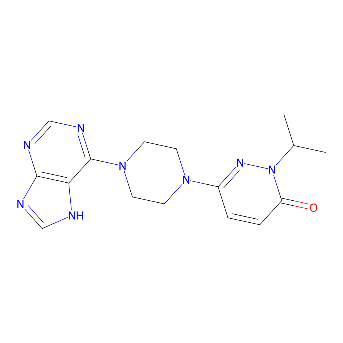 2-(propan-2-yl)-6-[4-(9H-purin-6-yl)piperazin-1-yl]-2,3-dihydropyridazin-3-one molecular structure, CAS 2770585-47-0