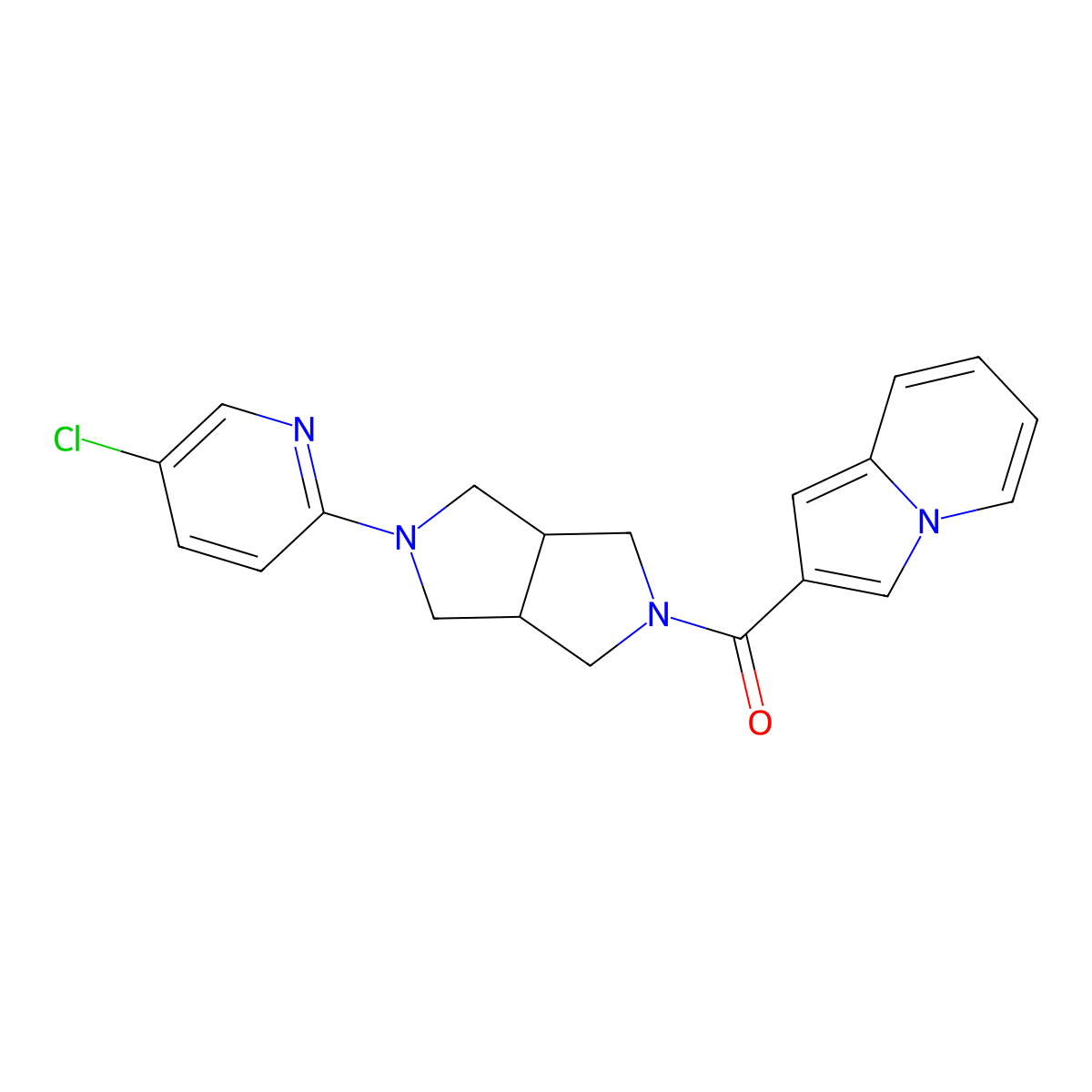 2-[5-(5-Chloropyridin-2-yl)-octahydropyrrolo[3,4-c]pyrrole-2-carbonyl]indolizine molecular structure, CAS 2770585-49-2