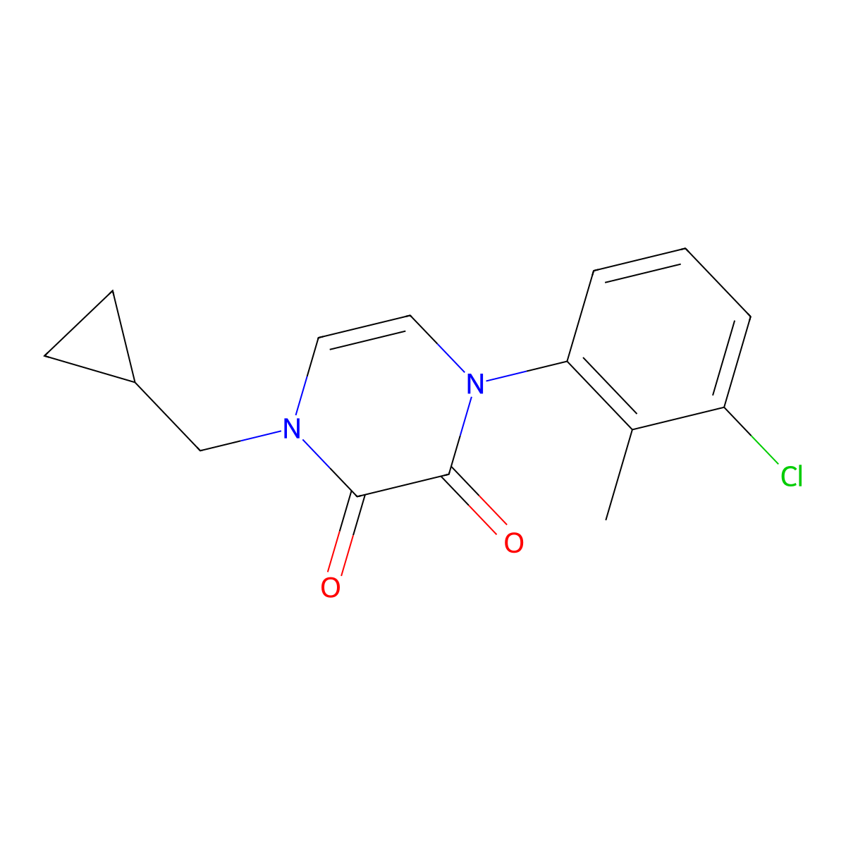 1-(3-Chloro-2-methylphenyl)-4-(cyclopropylmethyl)-1,2,3,4-tetrahydropyrazine-2,3-dione molecular structure, CAS 2770585-53-8
