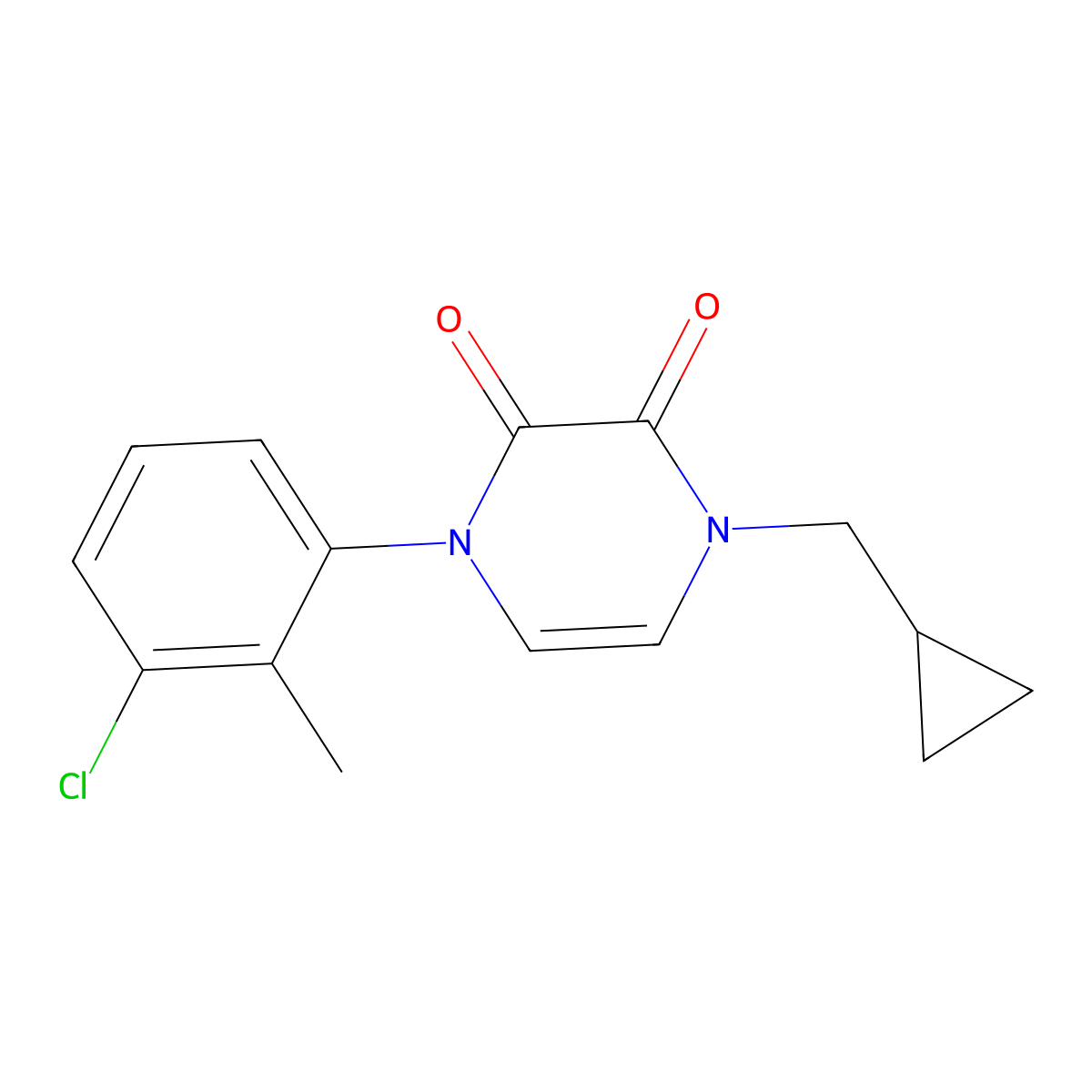 1-(3-Chloro-2-methylphenyl)-4-(cyclopropylmethyl)-1,2,3,4-tetrahydropyrazine-2,3-dione molecular structure, CAS 2770585-53-8