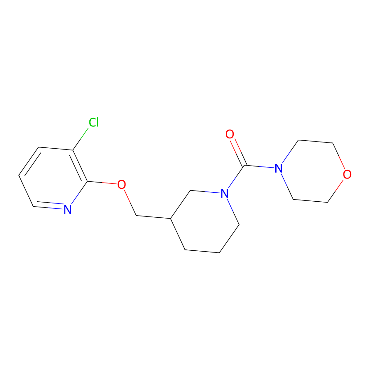 4-(3-{[(3-Chloropyridin-2-yl)oxy]methyl}piperidine-1-carbonyl)morpholine molecular structure, CAS 2770585-54-9