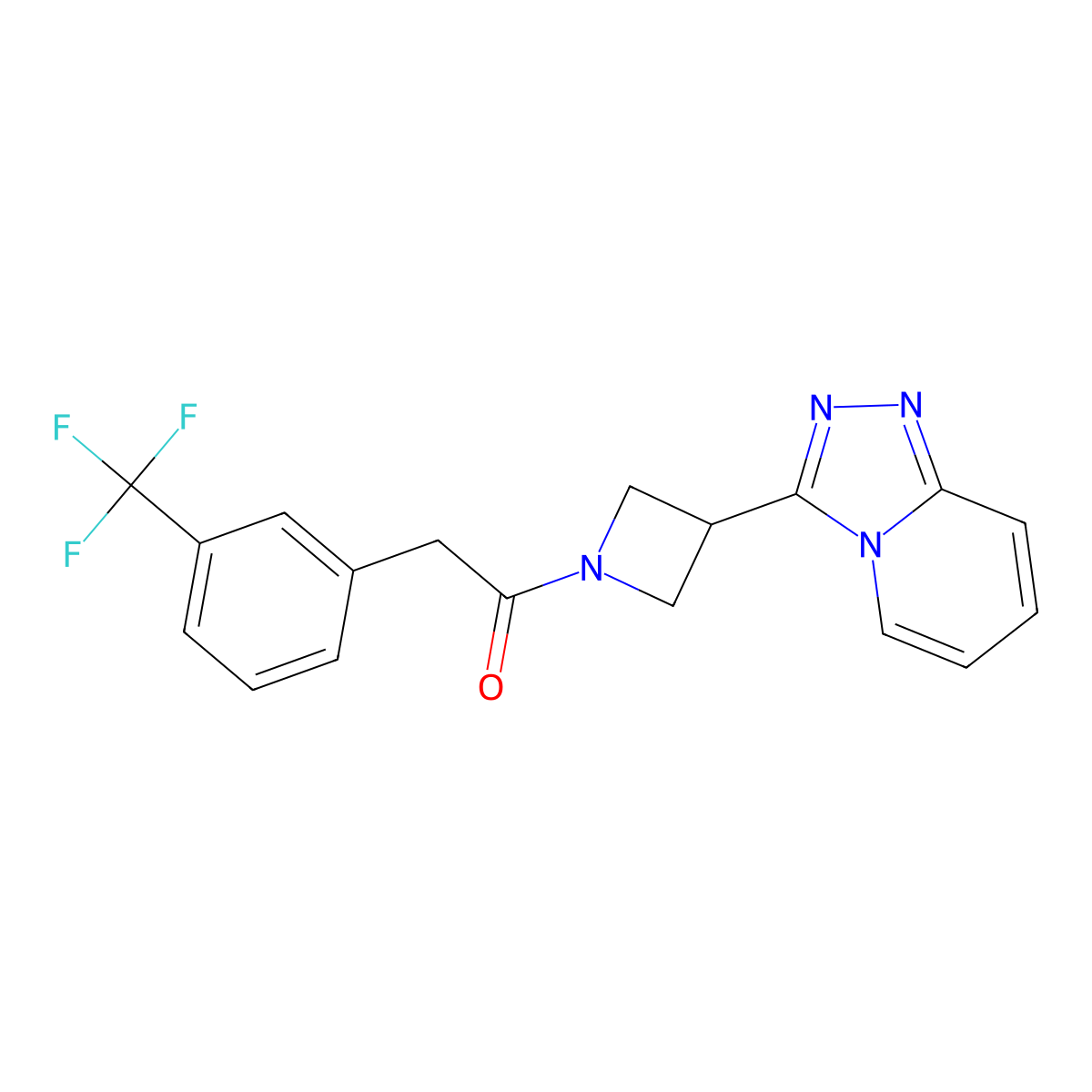 1-(3-{[1,2,4]Triazolo[4,3-a]pyridin-3-yl}azetidin-1-yl)-2-[3-(trifluoromethyl)phenyl]ethan-1-one molecular structure, CAS 2770585-61-8