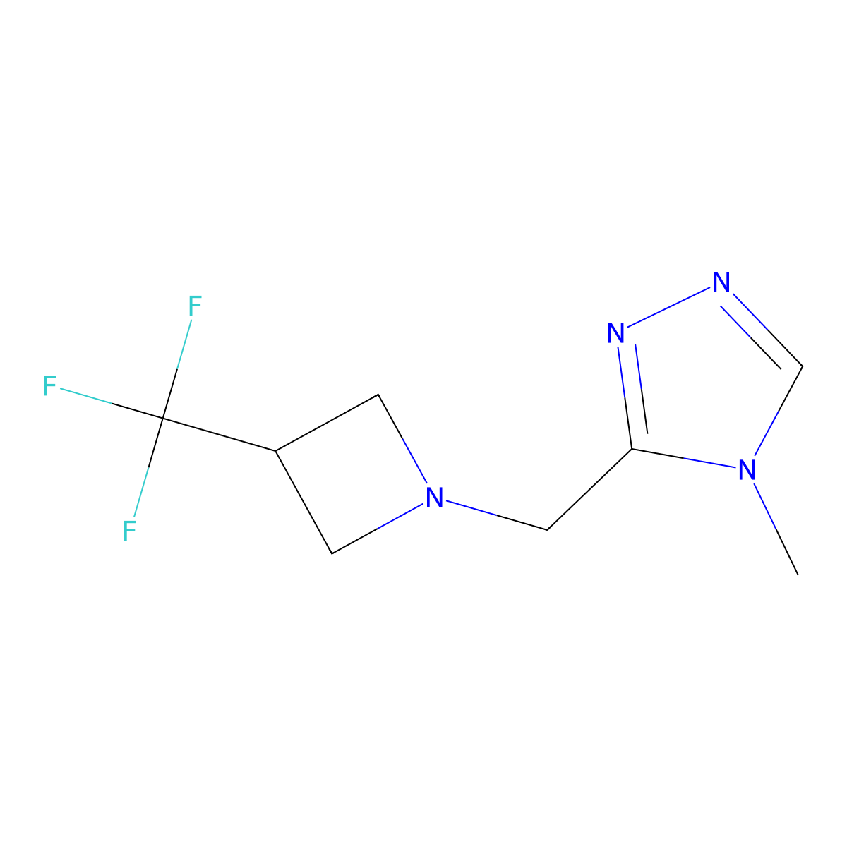 4-methyl-3-{[3-(trifluoromethyl)azetidin-1-yl]methyl}-4H-1,2,4-triazole molecular structure, CAS 2770585-64-1