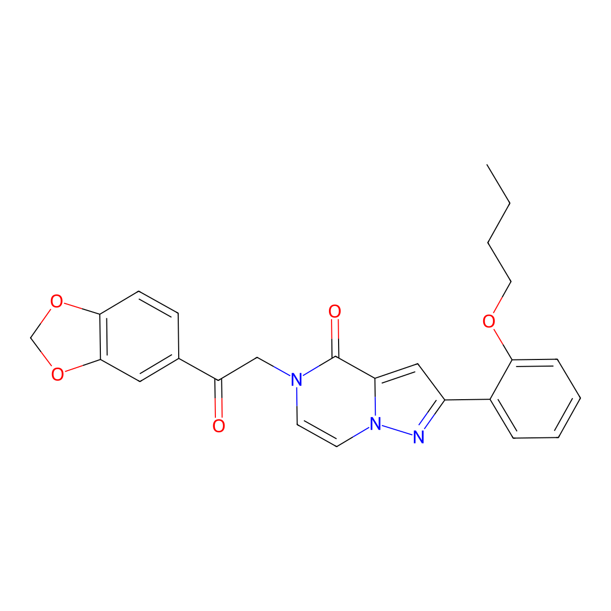 5-[2-(2H-1,3-benzodioxol-5-yl)-2-oxoethyl]-2-(2-butoxyphenyl)-4H,5H-pyrazolo[1,5-a]pyrazin-4-one molecular structure, CAS 2770585-69-6