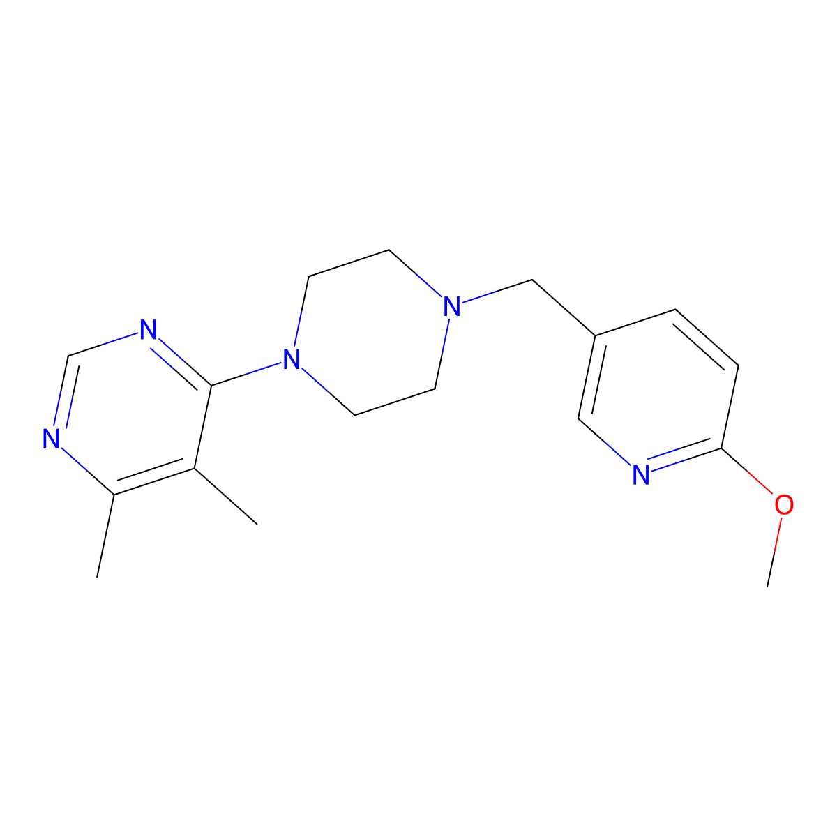4-{4-[(6-Methoxypyridin-3-yl)methyl]piperazin-1-yl}-5,6-dimethylpyrimidine molecular structure, CAS 2770585-71-0