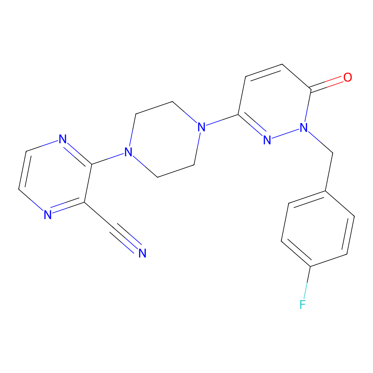 3-(4-{1-[(4-Fluorophenyl)methyl]-6-oxo-1,6-dihydropyridazin-3-yl}piperazin-1-yl)pyrazine-2-carbonitrile molecular structure, CAS 2770585-74-3