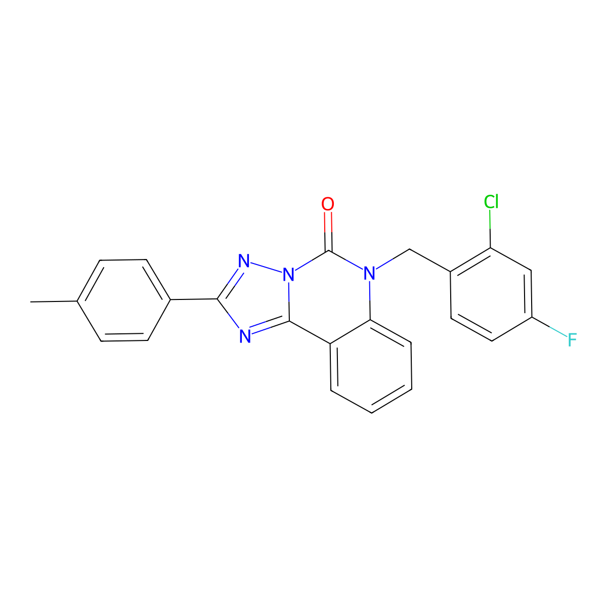 6-[(2-chloro-4-fluorophenyl)methyl]-2-(4-methylphenyl)-5H,6H-[1,2,4]triazolo[1,5-c]quinazolin-5-one molecular structure, CAS 2770585-76-5