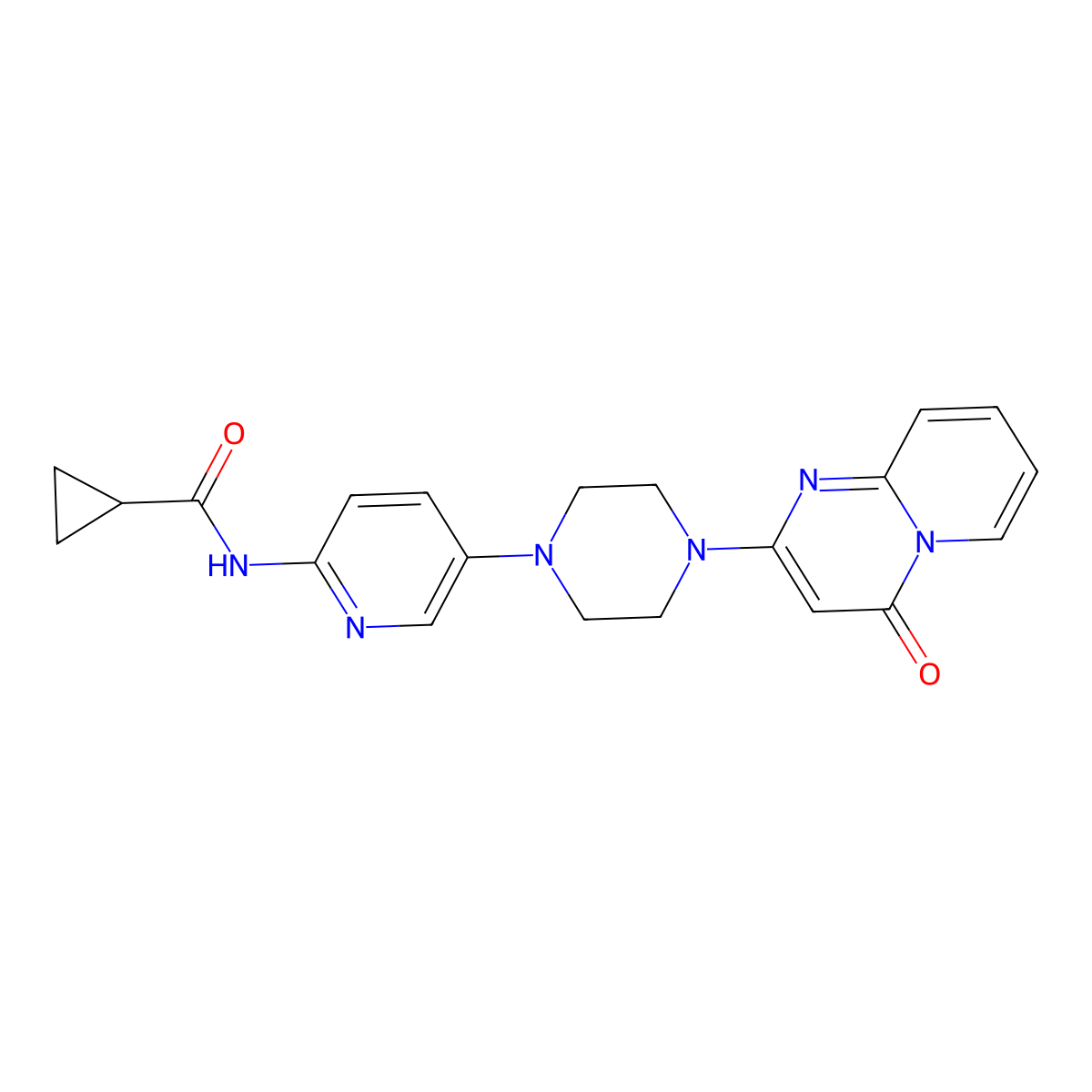 N-[5-(4-{4-oxo-4H-pyrido[1,2-a]pyrimidin-2-yl}piperazin-1-yl)pyridin-2-yl]cyclopropanecarboxamide molecular structure, CAS 2770585-77-6