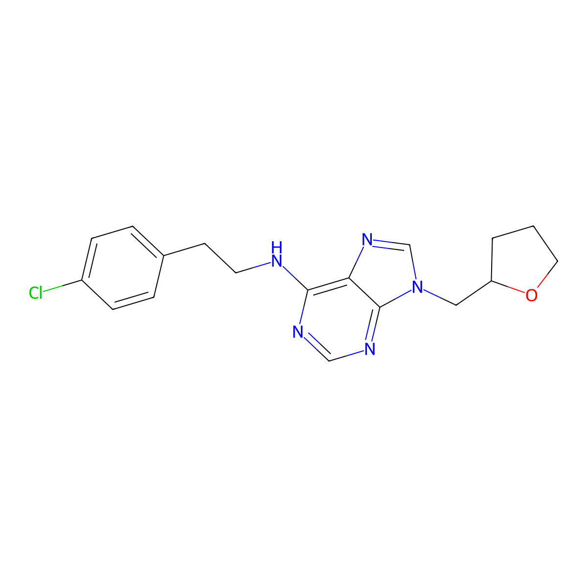 N-[2-(4-chlorophenyl)ethyl]-9-[(oxolan-2-yl)methyl]-9H-purin-6-amine molecular structure, CAS 2770585-89-0