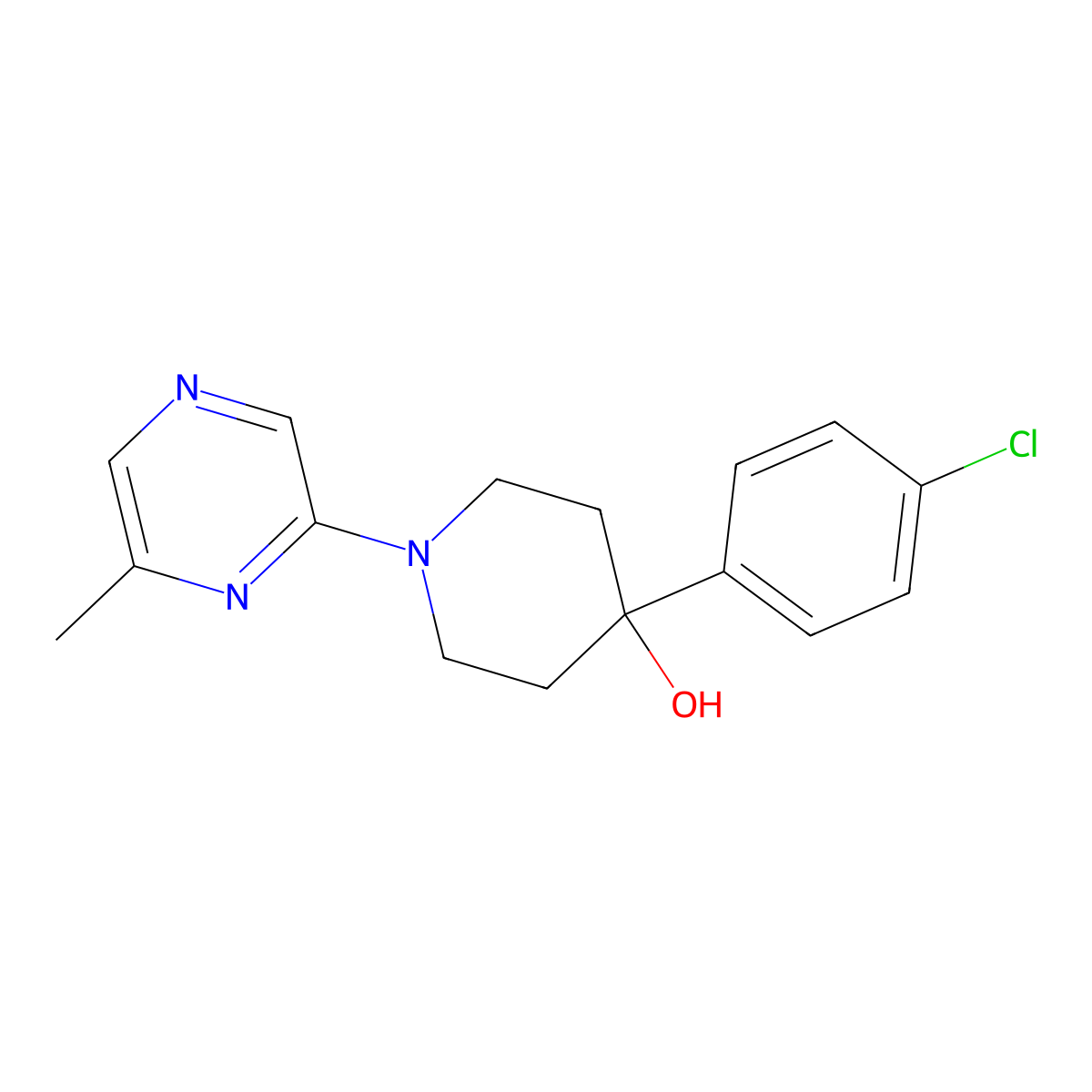 4-(4-Chlorophenyl)-1-(6-methylpyrazin-2-yl)piperidin-4-ol molecular structure, CAS 2770585-97-0