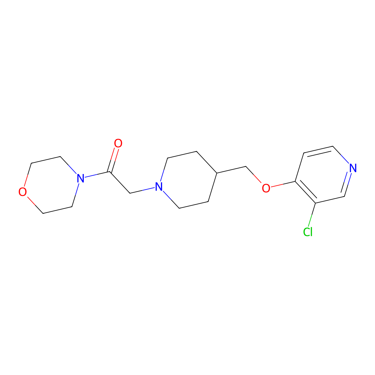 2-(4-{[(3-Chloropyridin-4-yl)oxy]methyl}piperidin-1-yl)-1-(morpholin-4-yl)ethan-1-one molecular structure, CAS 2770585-98-1