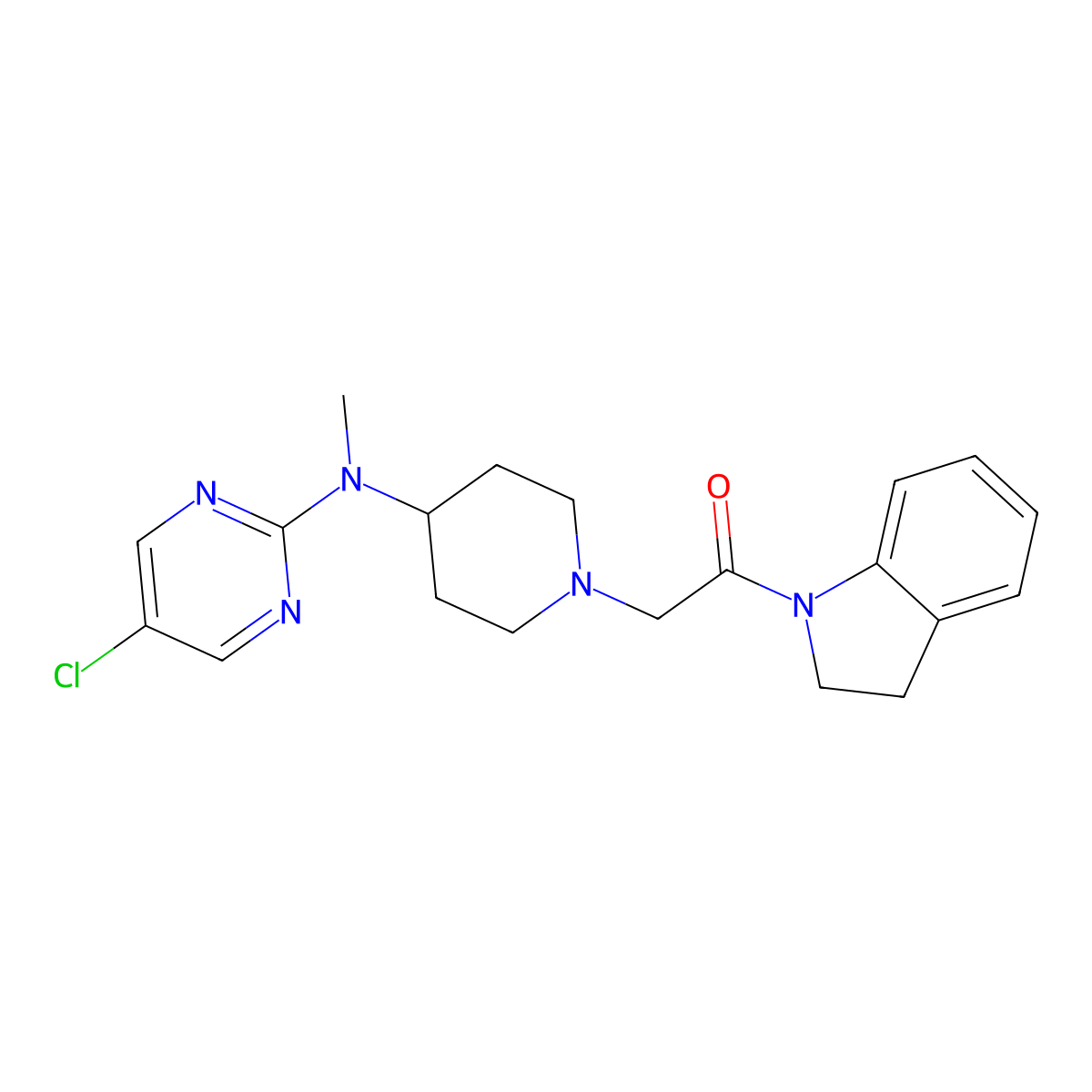 2-{4-[(5-chloropyrimidin-2-yl)(methyl)amino]piperidin-1-yl}-1-(2,3-dihydro-1H-indol-1-yl)ethan-1-one molecular structure, CAS 2770586-11-1